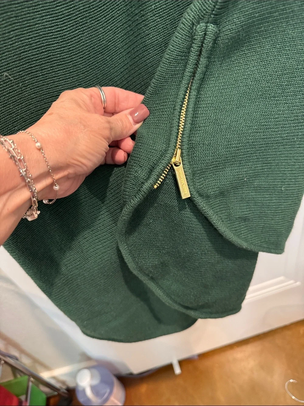 Michael Kors Forest Green Knit Top with Crew Neck
